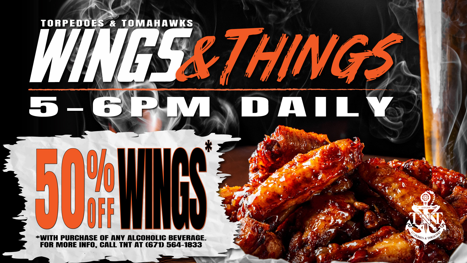 Daily wings special at Torpedoes and Tomahawks.